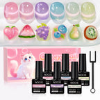 NOCIS Bottle Fruit Cat Eye 6-color Set -- Ultra Bright Cat Eye Nail Kit, 6 Colors of Magnetic Gel Polish Stylish Salon