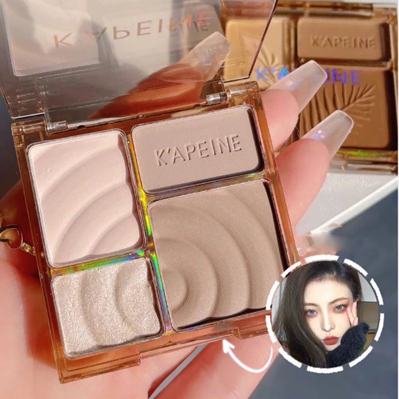 4Colors Matte Highlighter Contour 3D Facial Bronzer Brightening Glitter Highlight Palette Eye Shadow Nose Powder Makeup Cosmetic