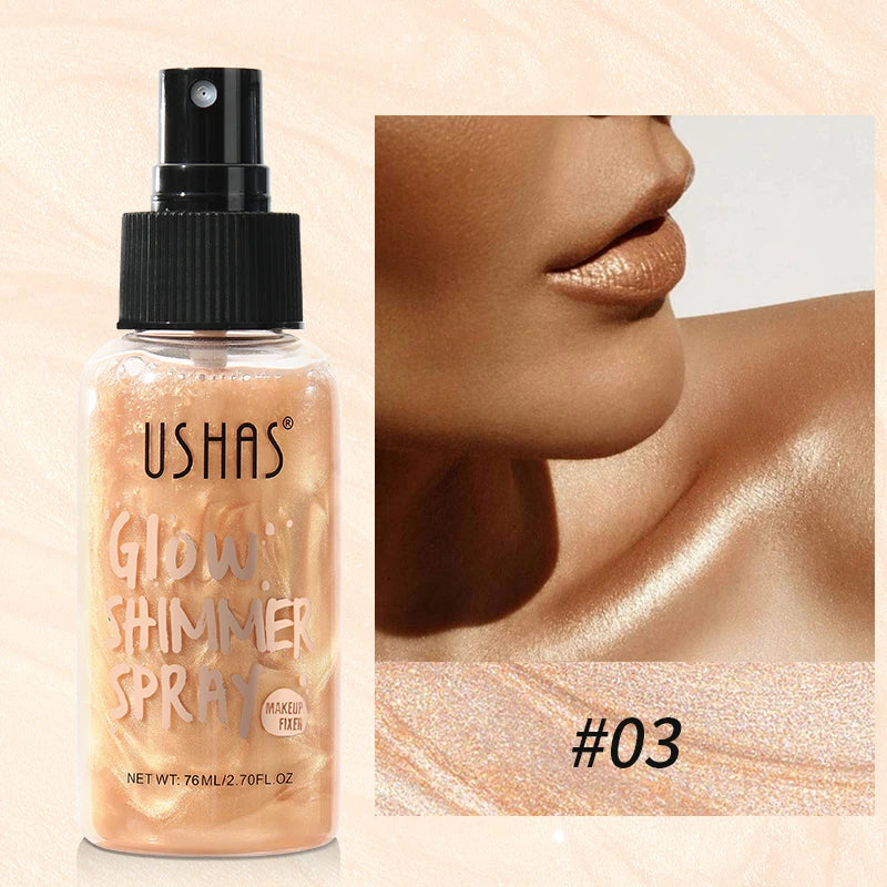 USHAS 4 Color Body Liquid Highlighter Facial Contour Brightening Makeup Long Lasting Sequin Illuminating Moisturizing Highlight