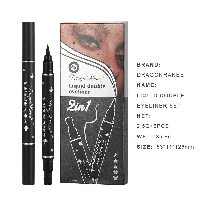 Dragon Ranee 5pcs Double-Ended Star Stamp Eyeliner Love Plum Lazy Stamp Waterproof Long Lasting Colorful Eyeliner Set