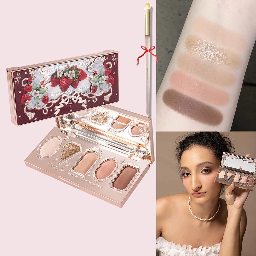 Flower Knows Swan Ballet 6 Color Eyeshadow Palette Matte Shimmer Pearl Glitter Waterproof Highly Pigmented Long Lasting Makeup