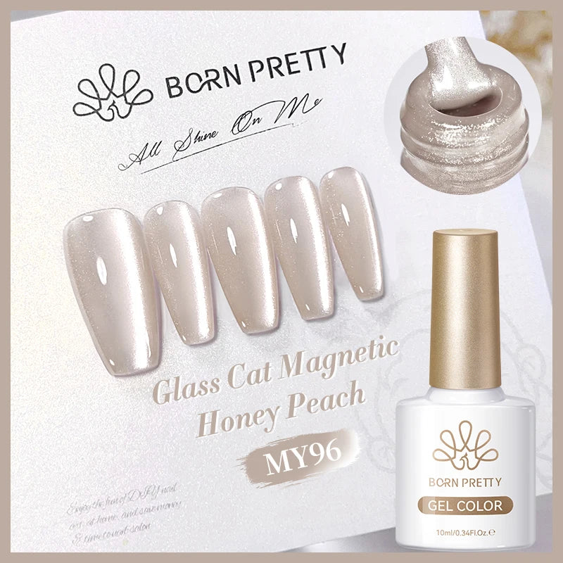 BORN PRETTY 10ml Dark Red Cat Magnetic Gel Nail Polish for Winter Nails DIY Jelly Glass Silver-Light Varnis Semi Permanent