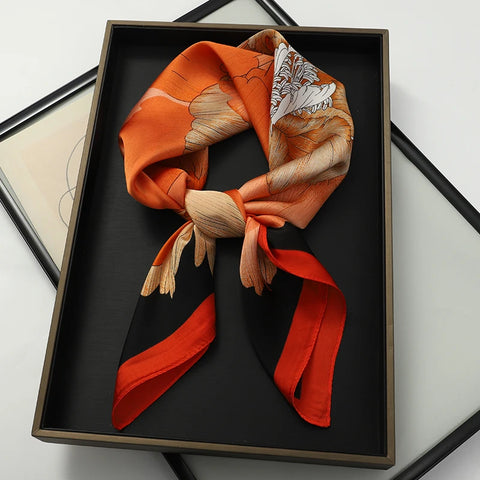 60Colors Luxury Scarf Women 70*70Cm Silk Feel Square Hair Wrapping Foulard Satin Shawl Big Size Head Bandana Hijab Handkerchief