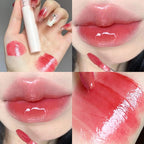Cherry Pink Waterproof Mirror Finish Water Lip Gloss Nude Brown Clear Tint Glass Lip Oil Liquid Makeup for Luminous Look