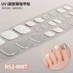 26Tips French Leopard Print UV Gel Toenail Sticker Bronzing Dye Gradient Cross-border Semi Baked Gel Nail Sticker UV Lamp Needed