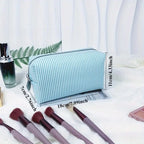 Personalized Striped Toiletry Bag - Custom Embroidered, Portable Polyester Cosmetic Storage, Ideal for Travel, School Dorm & Hom