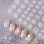 3D Nail Art Stickers  Translucence Moon/Star/Cloud Ultra-thin Nail Decals 3d Self-Adhesive White Cloud Moon Star Kawaii Sliders