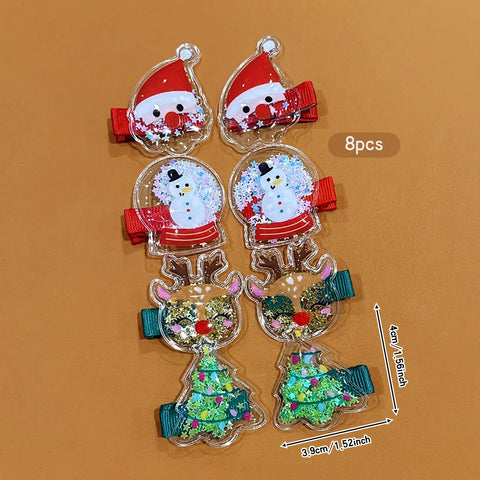 8 Christmas Santa Claus Snowman Christmas Tree Antlers Cute Cartoon Hairpins