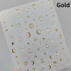 1PC 5D Korean Bronzing Nail Stickers Japanese Gold Silver Star Moon Luxury DIY Nail Art Decoration Decals Manicure Accessories