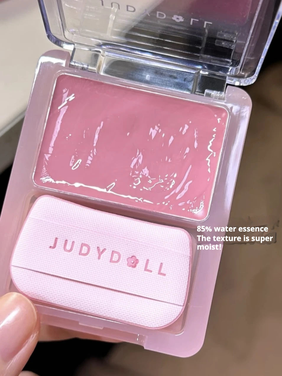 Judydoll Water Light Blusher Cream Mirror Watery Moisturizing Gloss Texture Portable Multipurpose Expanding  With Puff