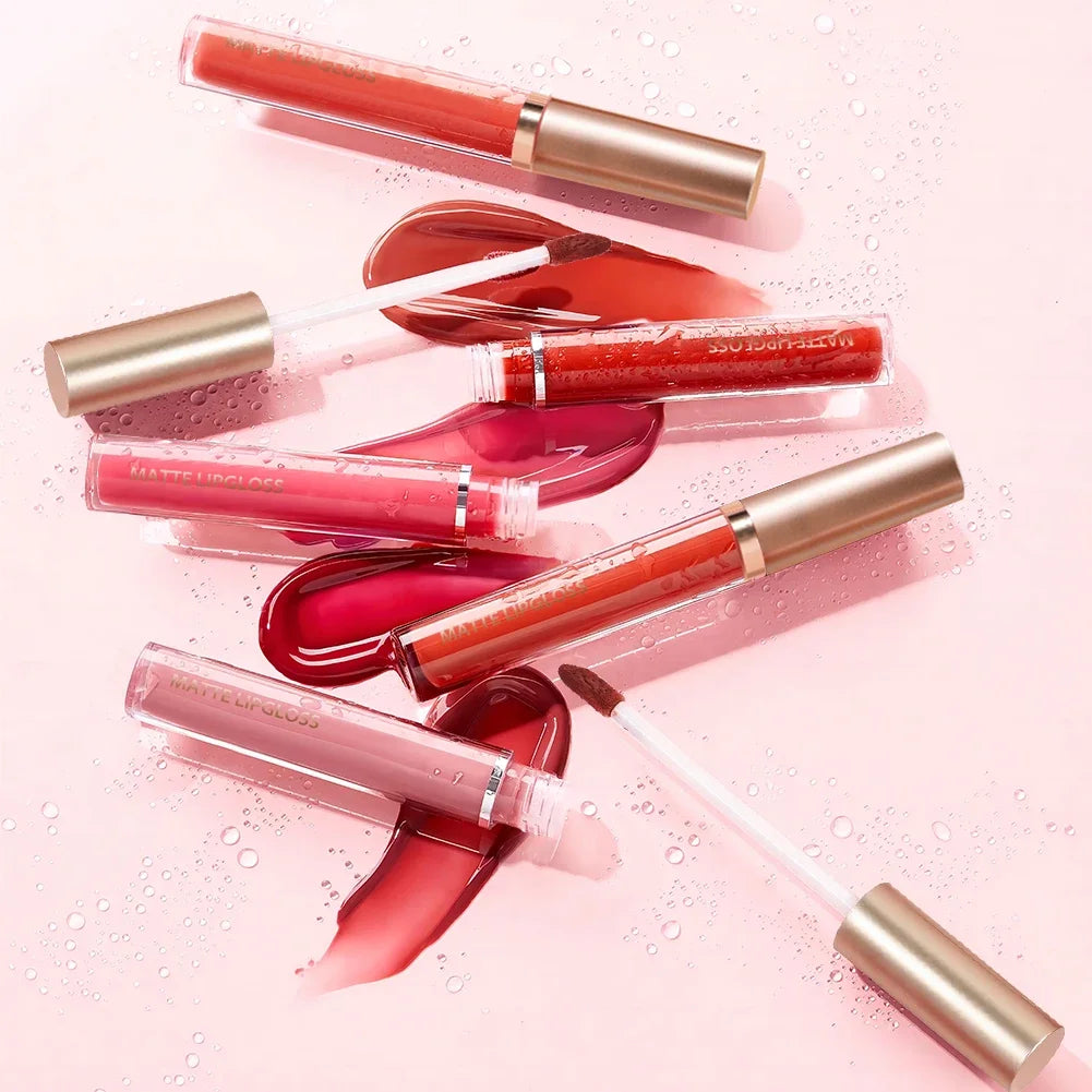 6Set Matte Lip Gloss AB two sets Not Stained with Cup Mouth Red Lip Gloss Moisturizing Long Lasting Not Easy To Fade Lip Gloss