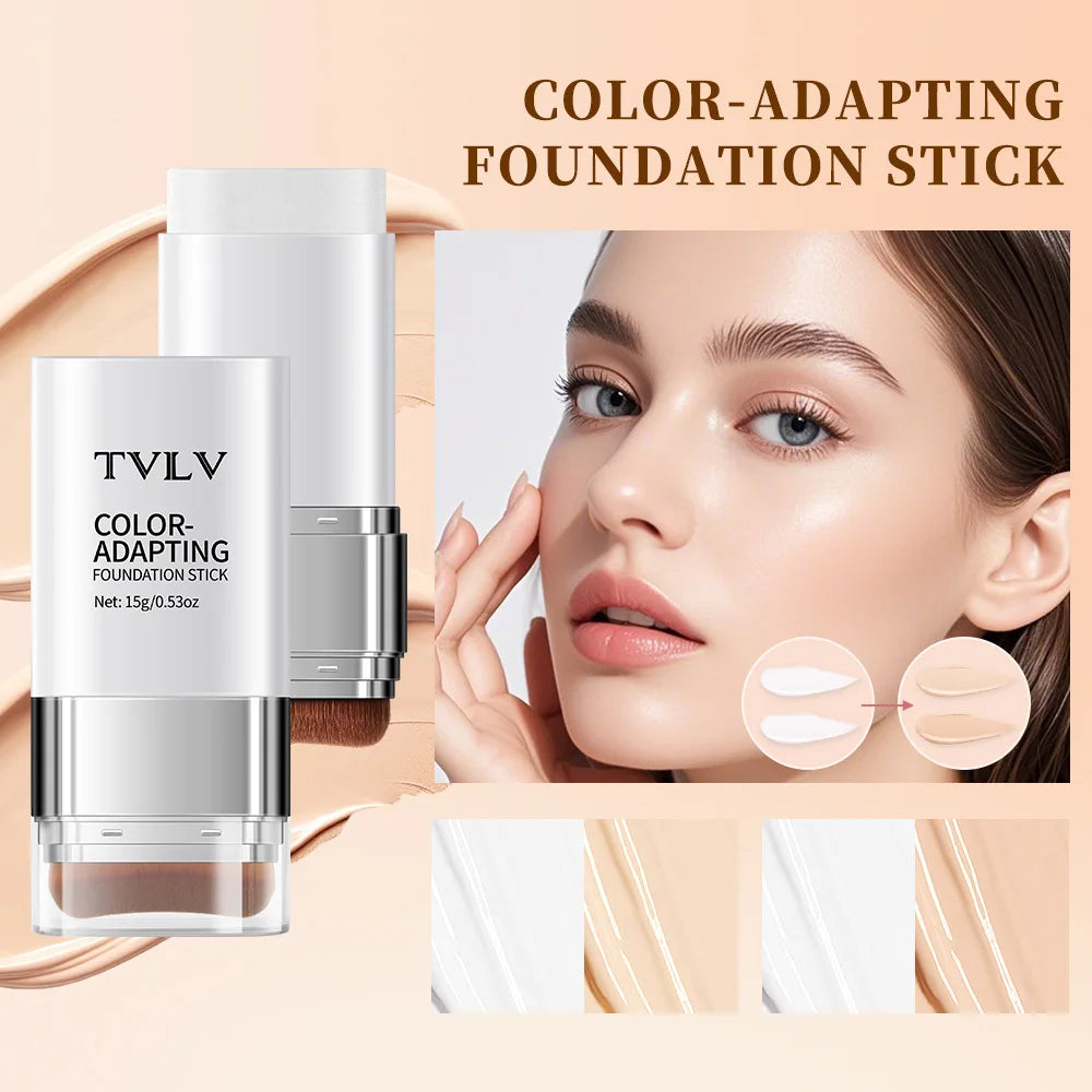 Two-in-one Color-changing Foundation Stick, Moisturizing Without Cakey Texture, Dual-head Lightweight and Smooth Foundation