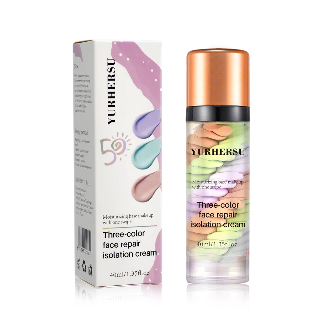 Tri-Color Isolation Primer Moisturizing Concealer Long-Lasting Skin Tone Correcting