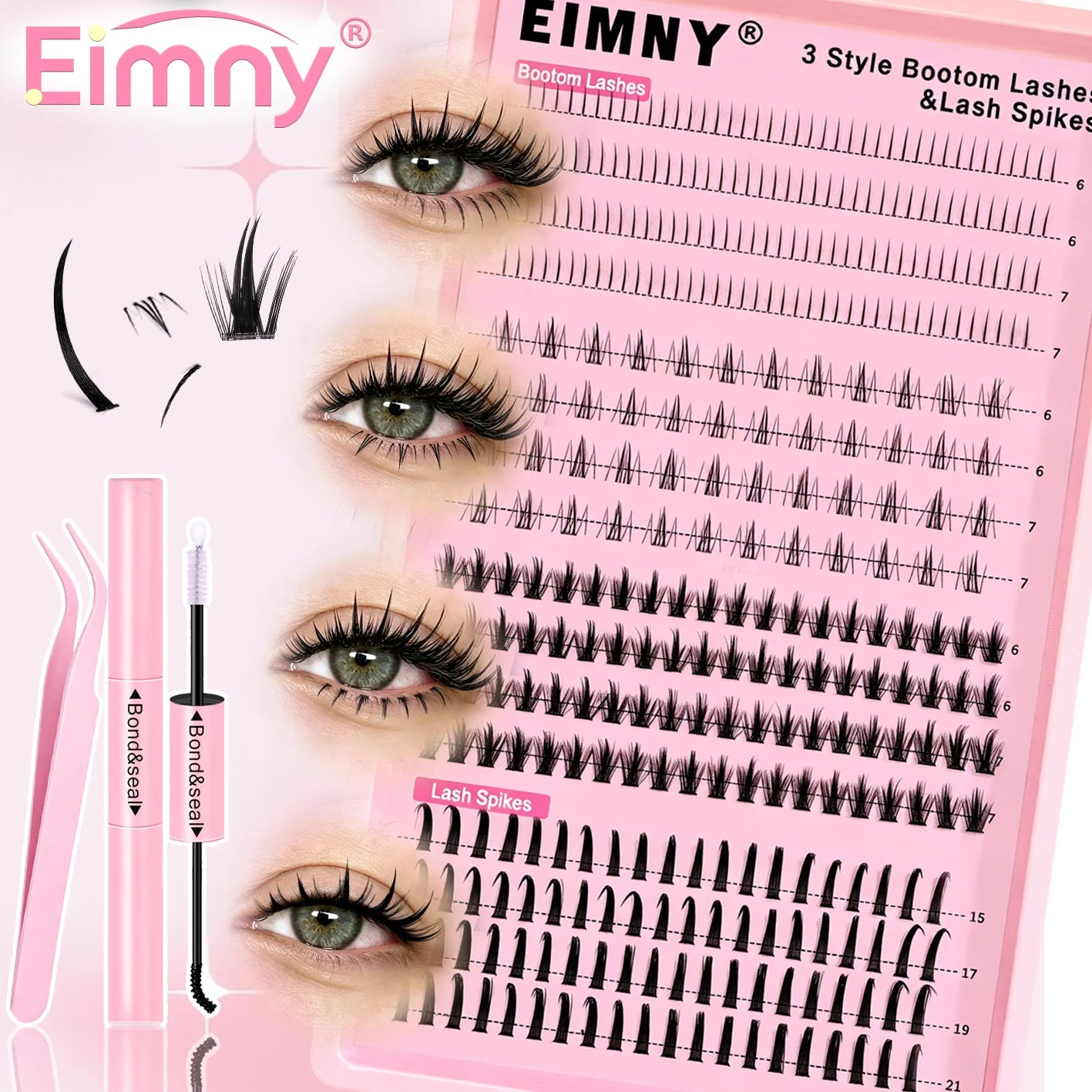 140 Cluster Korean-Style False Lash Extension Kit – Perfect for Cosplay Makeup & Natural Long Wispy Cat Eyes!