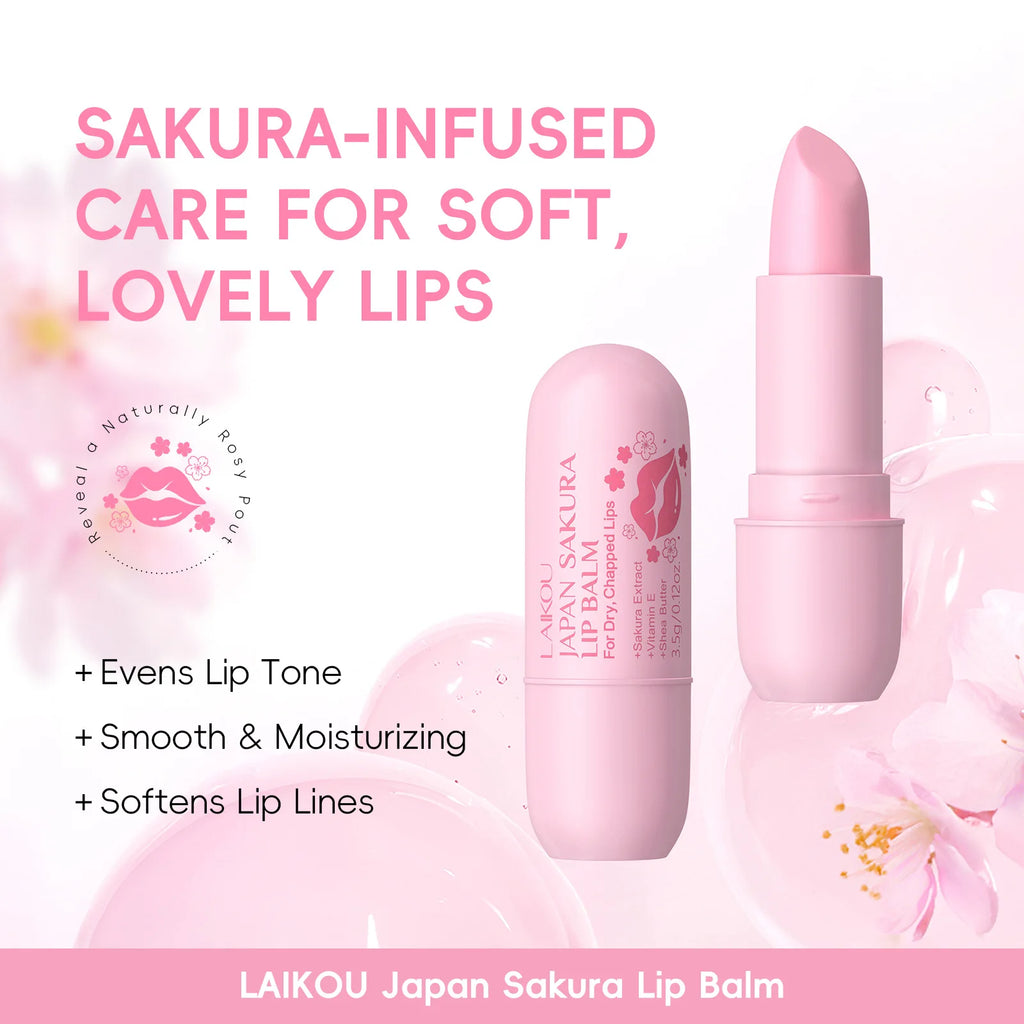 LAIKOU Sakura Lip Balm Nourishing,Refreshing,Hydrating and Moisturizing Preventing Cracking Repairing for Daily Care Lip Balm