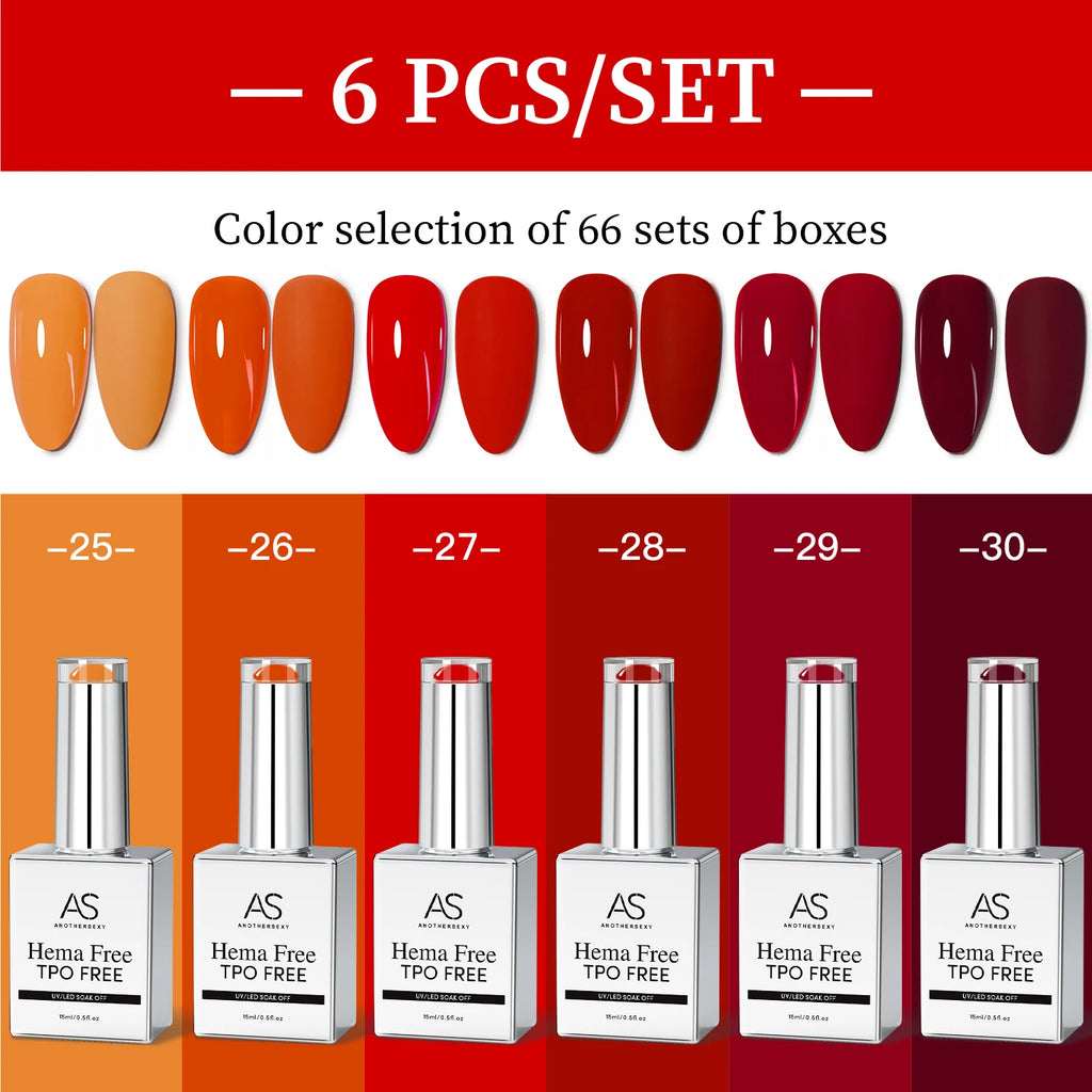 AS 6pcs Color Nail Gel Polish Kit Jelly Pink TPO FREE HEMA FREE Self Leveling Nude Natural Pink Nail Varnish Manicure Set