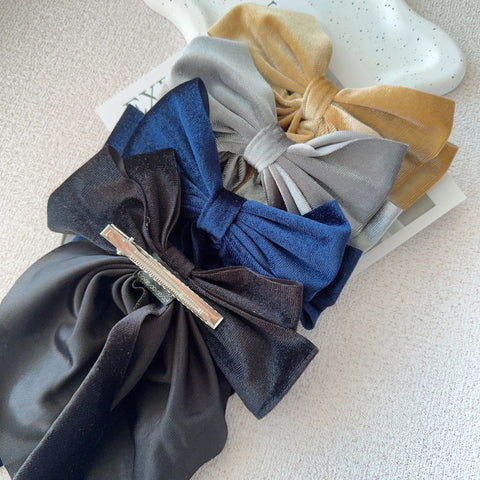 Christmas ins Velvet Bow Hair Clip temperament Women Fashion Solid Bowknot Satin Hairpin Girls Ponytail Clip Hair Accessories