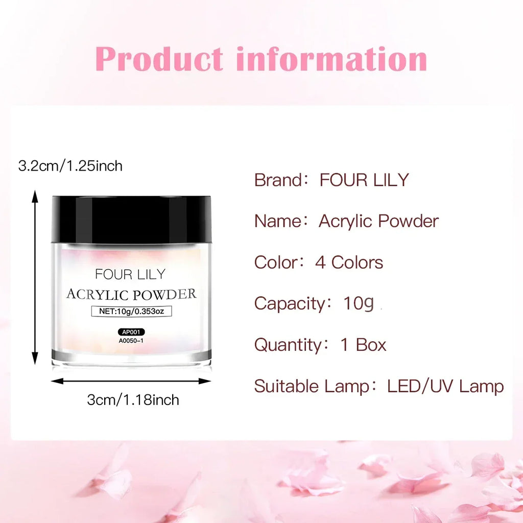 FOUR LILY Acrylic Nail Kit Nail Acrylic Powder Crystal Liquid Set With Nail Brush For Acrylic Nails Extension Carving Manicure