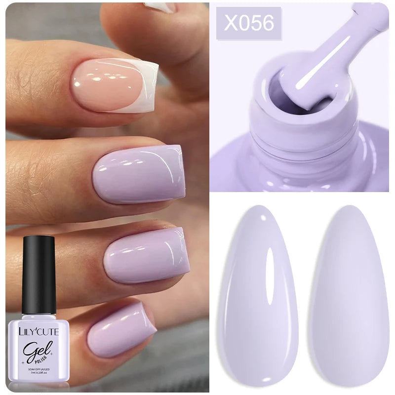 LILYCUTE Nude Crystal Rubber Base Gel Nail Polish Natural Color Semi Permanent UV Gel Soak Off Self Leveling Nail Gel Varnishes
