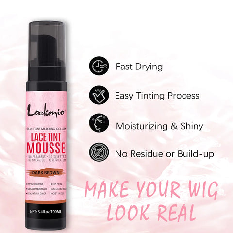 Wig Tint Foam for Lace Front Dyeing Mousse Natural Quick Dry Grid Invisible Color Hair Spray for Toupees