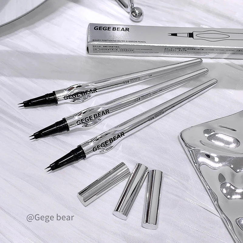 Two-Prong Eyebrow Pen For Women Gege Bear Long-lasting Natural Strokes Waterproof Anti-Sweat Non-smudged All-Day Wear Eye Makeup