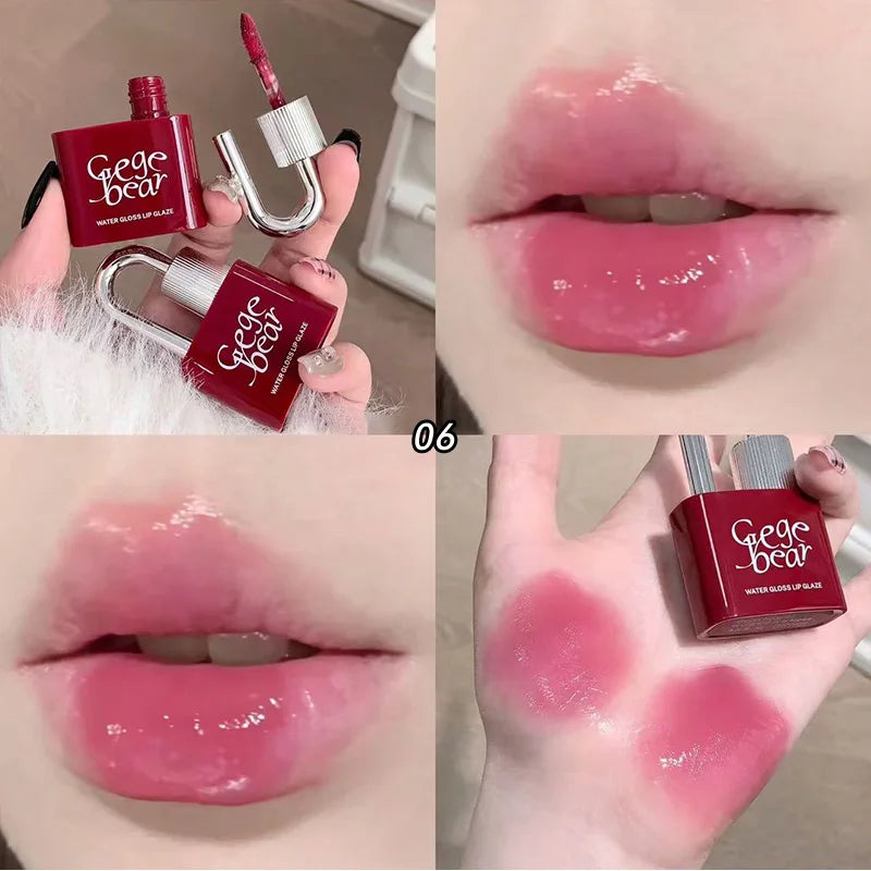 Gege Bear Lockheart Sweet Color Water-Gloss Lip Gloss-Vibrant Colors, Easy to Apply with Non-Long-Lasting Hydration