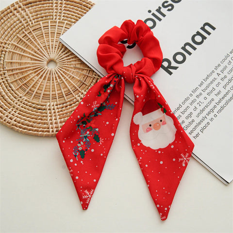 Ponytail Ribbon Hair Tie Santa Claus Elastic Hair Band Christmas Style Plaid Scrunchies Simple Fashion DIY Hair Accessories