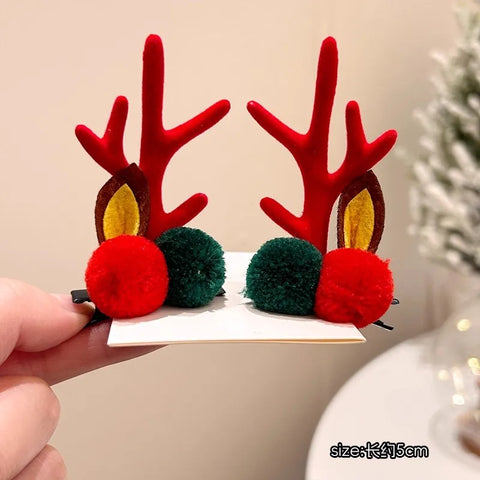 Christmas Hair Accessories 1Pair Cute Cartoon Antler Hair Clips For Women Girls Lovely Hair Ornament Hairpins Barrettes Hairgrip