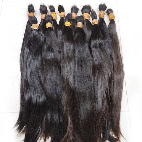 12A Braided Hair Straight Human Hair Bulk For Braiding Extensiones Cabelo Humano 100% Virgin Unprocessed Weaving Bulk Human Hair