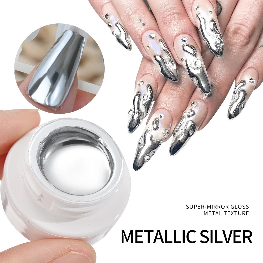 Metallic Painting Gel Chrome Gold Silver Mirror Effect Nail Polish Super Bright Drawing Line French Nail Varnish 5/6/8/10/15ml