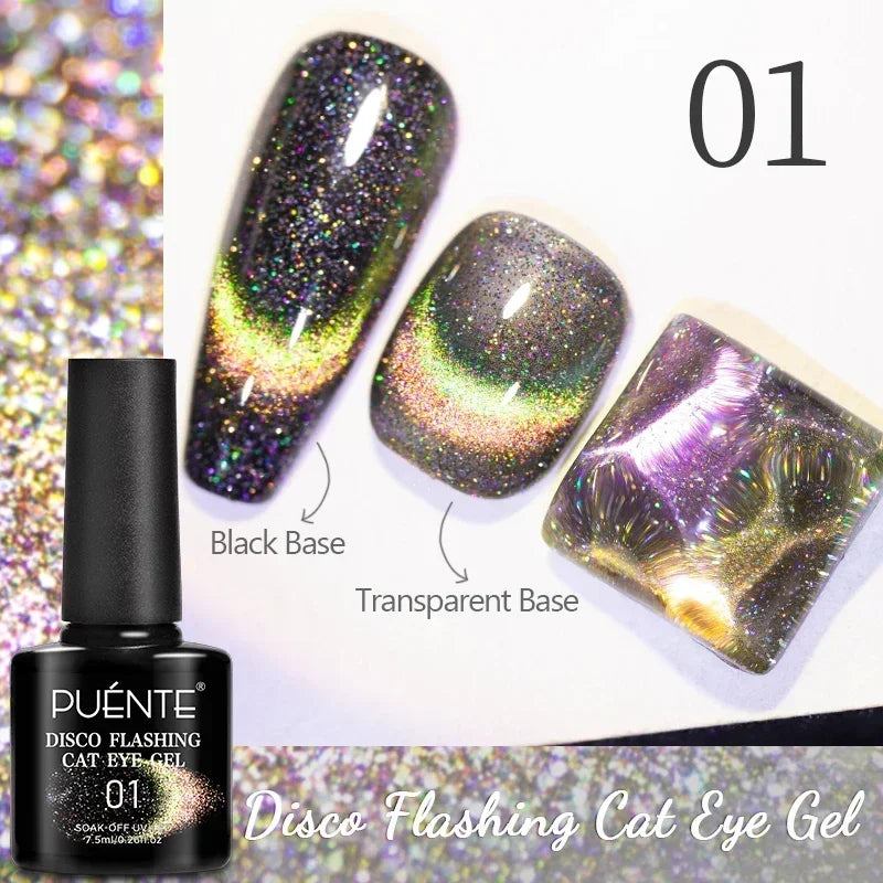 PUETNE 7.5ML Amber Moonlight Cat Magnetic Gel Nail Polish Winter Nails Jelly Glass Cat Eye Soak Off UV Semi-Permanent Varnish