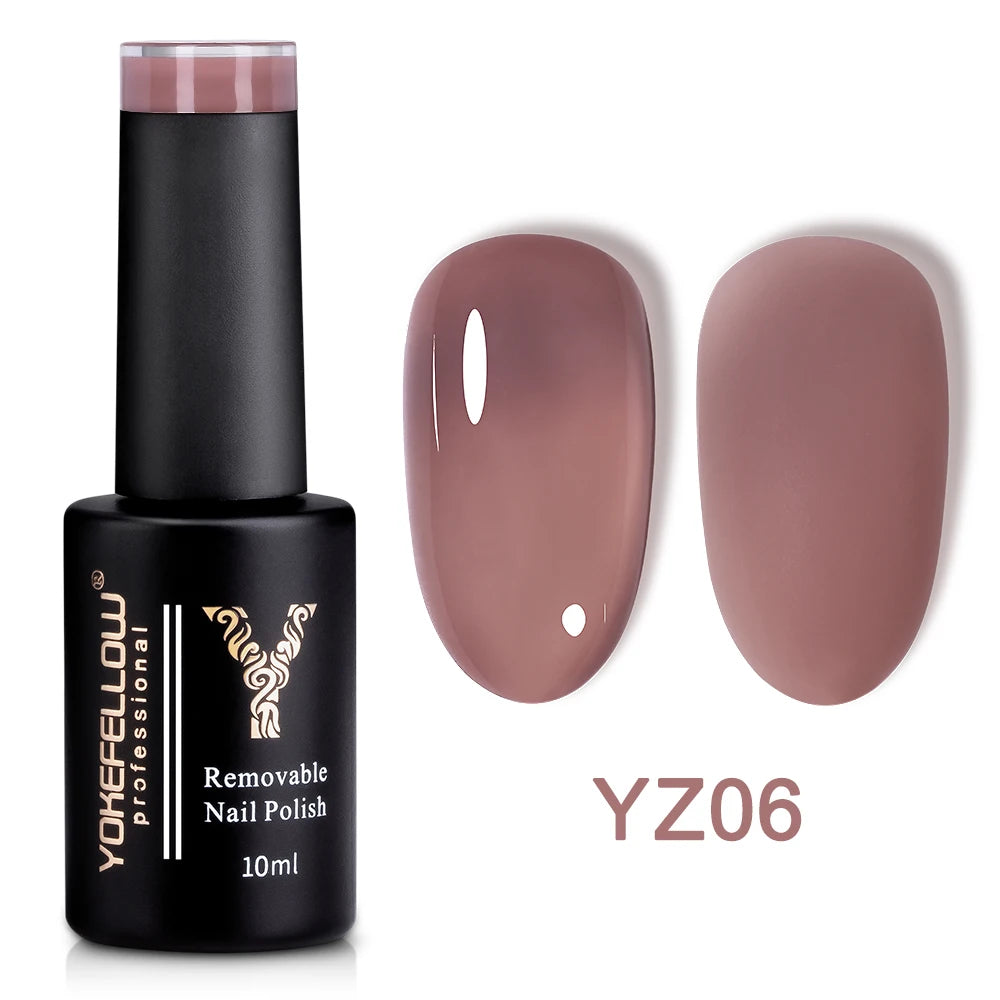 YOKEFELLOW 10ml Jelly Nude Gel Nail Polish High Quality Translucent Pink Nail Gel Varnish Soak Off UV Gel Polish Long Lasting
