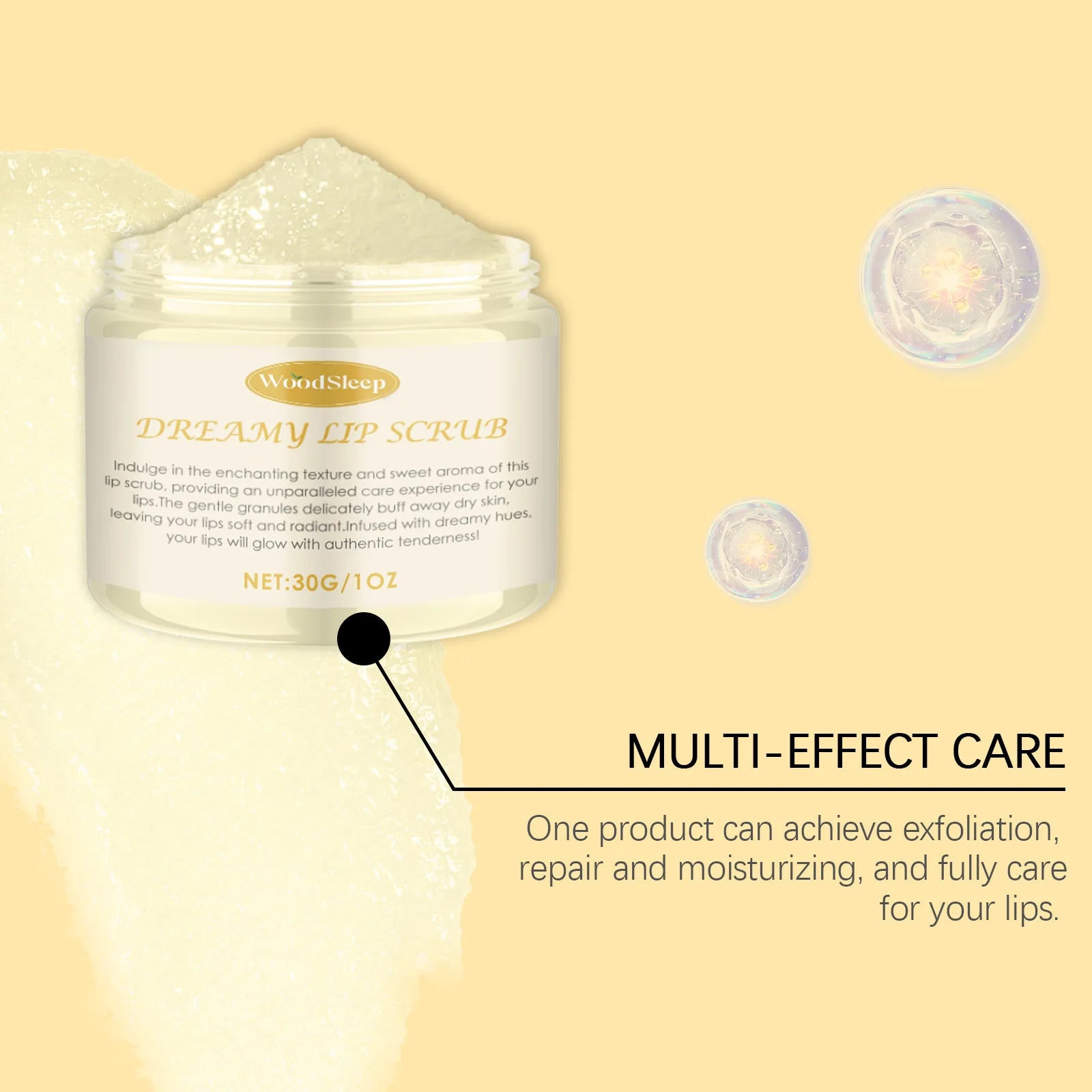 WOODSLEEP Vanilla Lip Care Cream Relieve Dryness Sooth Exfoliate Improve Roughness Repair Cleft Lip Brighten Skin Tone Lip Scrub