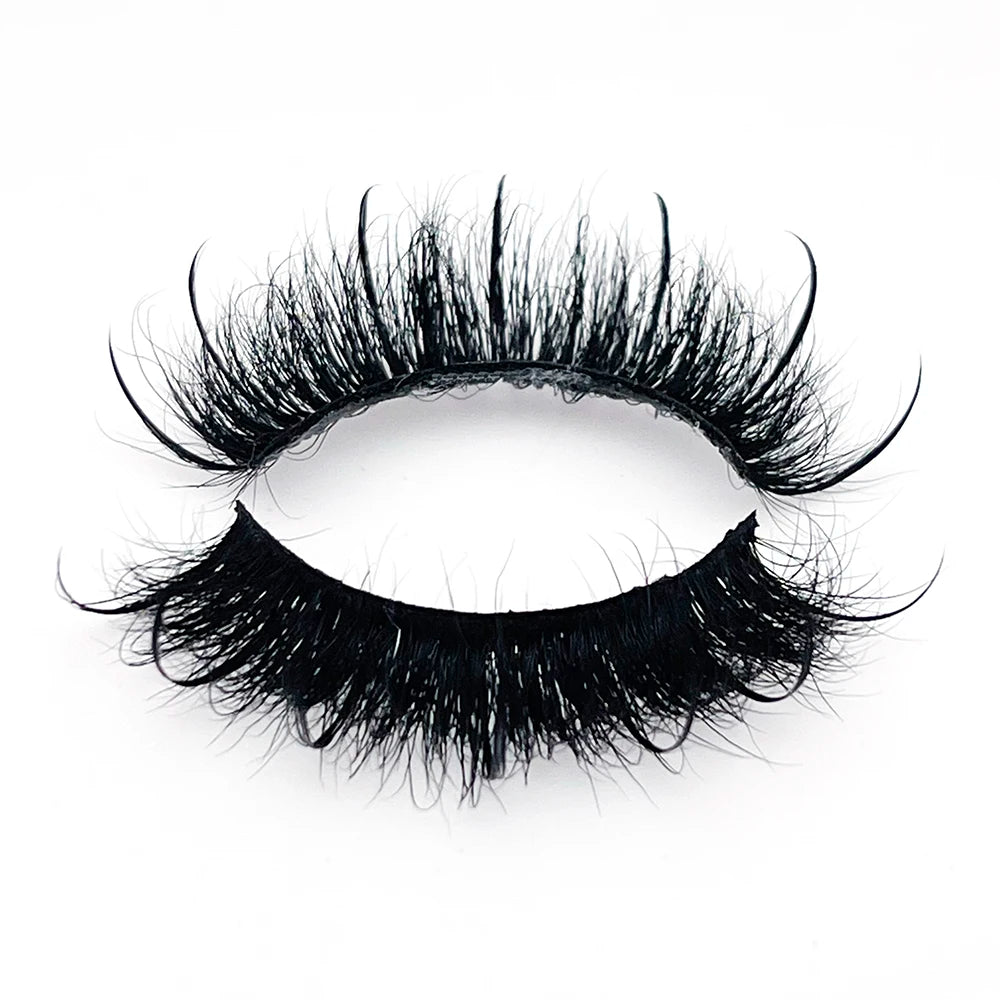 New Spike Real Mink Lashes High Quality 16mm 18mm 20mm 25mm Volume Fluffy Wispy Strip Lashes Suppliers Wholesale Mink Eyelashes