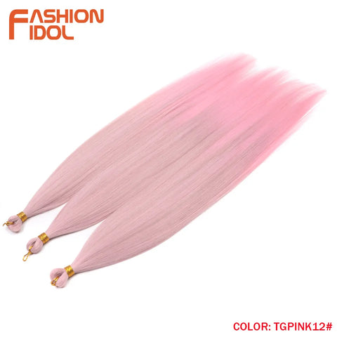 28" 3PCS Ariel Straight Pony Hair Bundles Crochet Braids Hair Synthetic Braiding Hair Ombre Silver Grey Crochet Hair Extensions