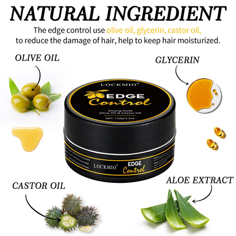 Natural Edge Control Wax With Olive Oil Moisturizing Finish Strong Hold Long-Lasting No Greasy For Wig Hair Styling Gel Cream