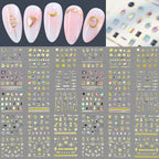 30Pcs Gold Edge Moon Heart Nail Sticker Self-Adhesive Luxury Metallic Zodiac Nail Decal Sliders Manicure Tips Nail Decoration