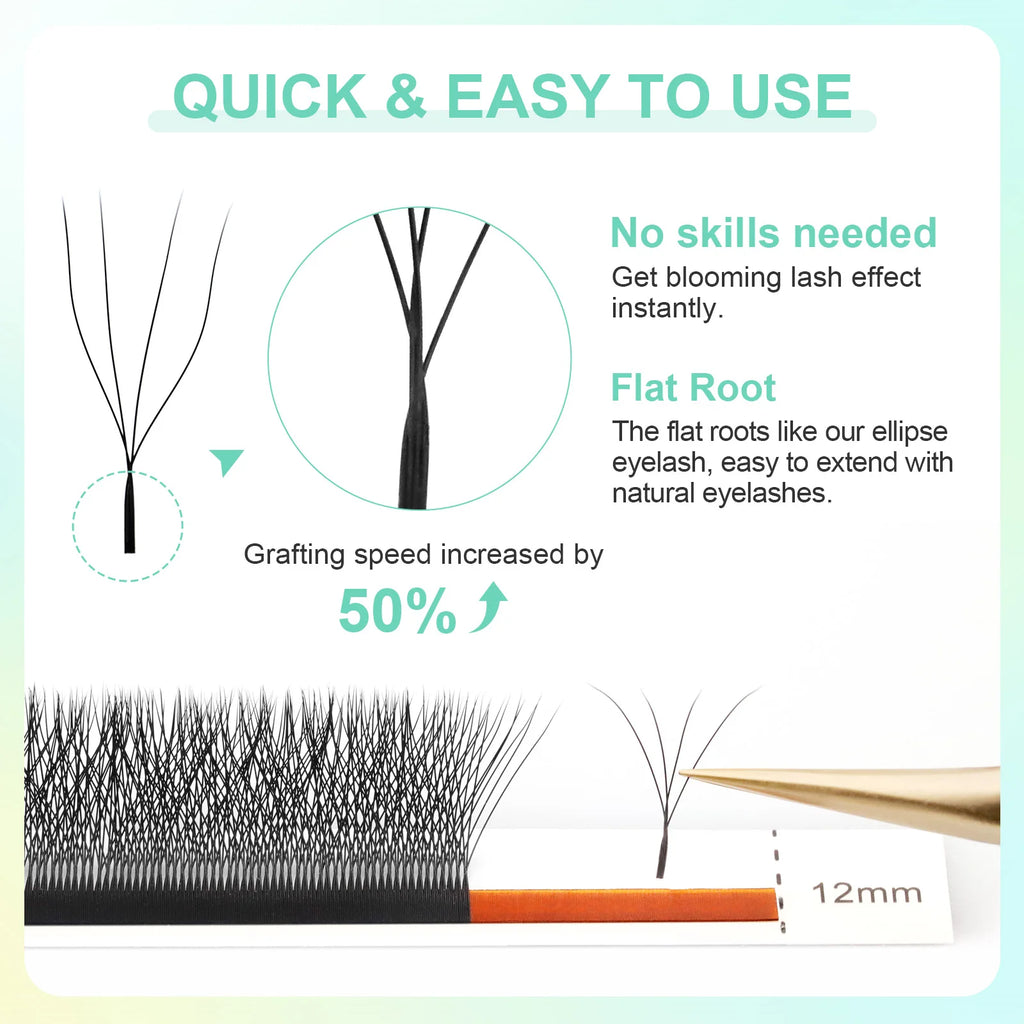 NAGARAKU Automatic Flowering 3D 4D 5D 6D 7D 8D W Shape All Size Premade Fans Eyelash Extensions Natural Soft Individual Lashes