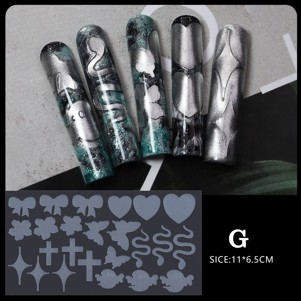 12 Pieces Crystal Nail Molds French Nail Stickers No Frosting No Paper Holder Reusable for French Manicure Extension Tool