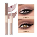 QIBEST Double-head Glitter Liquid Eyeshadow Contour Blush Pigment Silkworm Shimmer Matte Natural Cheek Shadow Cream Eyes Makeup