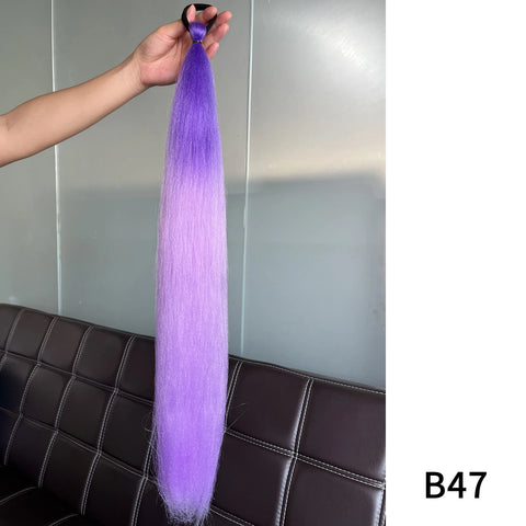 Synthetic Purple Ponytail Extension with Rubber Band Long Straight DIY Braided Pony Tail Hairpiece Women Hair Accessories