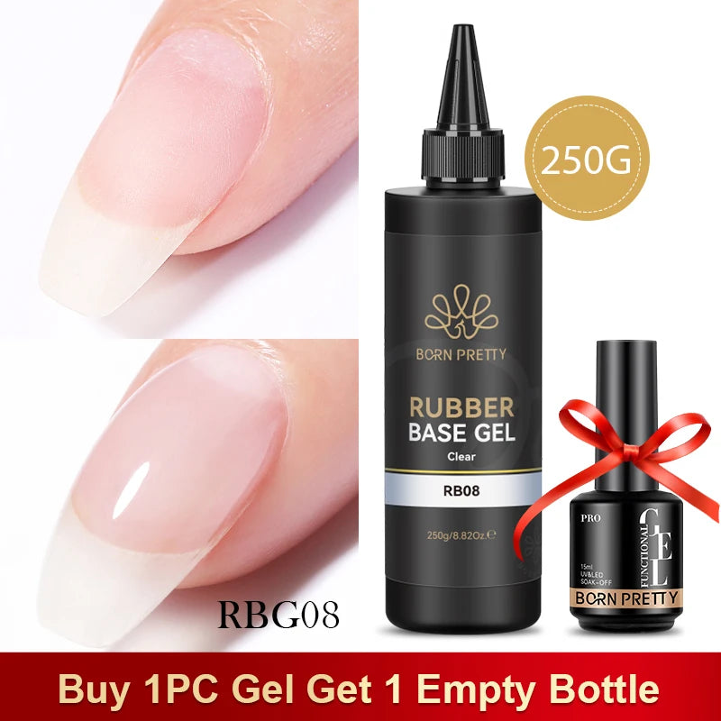 BORN PRETTY 250g Super Top Coat Base Gel Soak off UV LED Drying Long Lasting Semi Permanent Jelly Nude Pink Gel Nail Polish