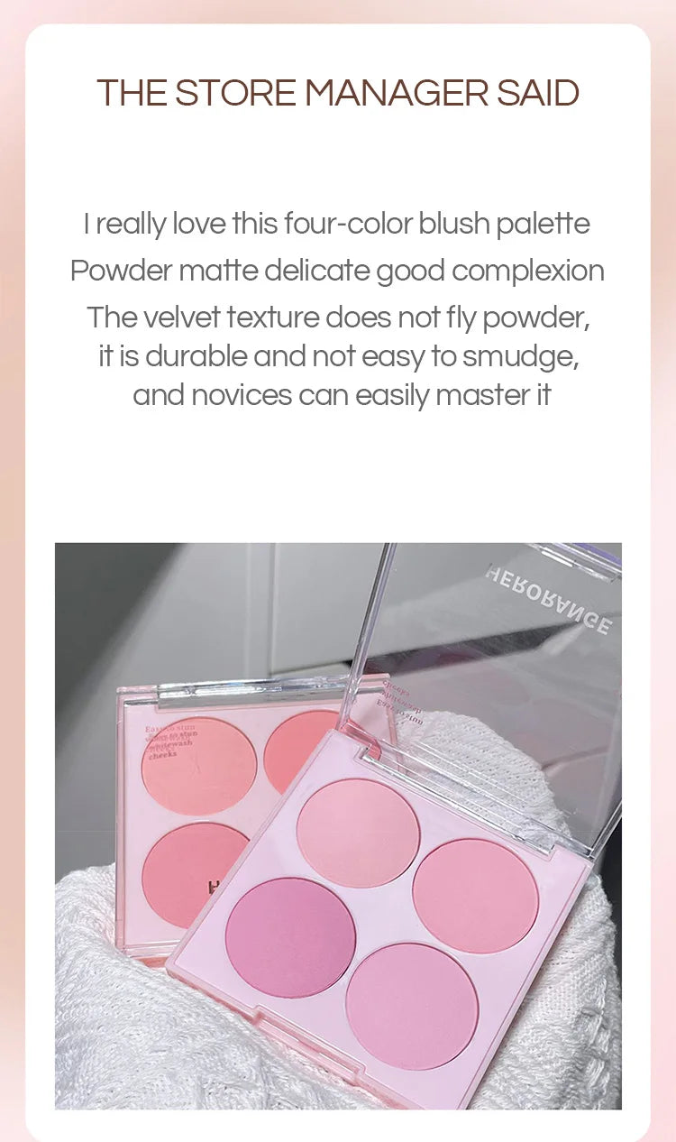 4 Colors Blush Powder Face Makeup Set Mixed Sweet Warm Colors Matte Cheek Powder Facial Beauty Cosmetic Makeup Blush