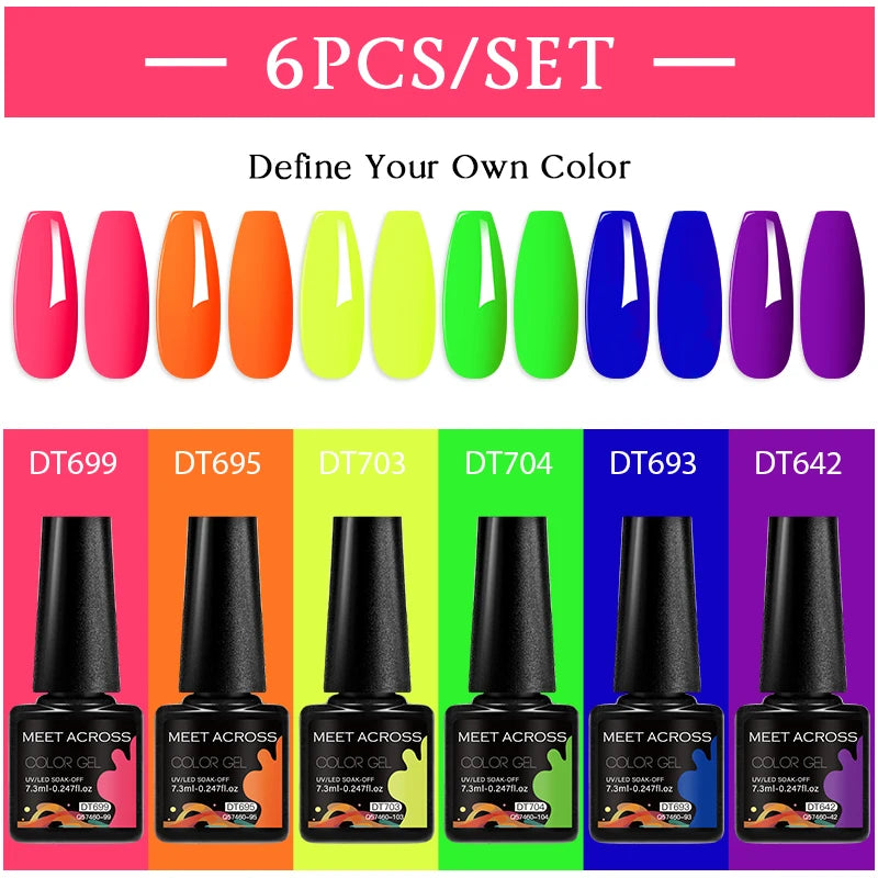 6pcs Nail Gel Polish Set Nude Pink Red UV/LED Nail Art Vernis Gel for Manicure Design All-Season Semi Permanent Quick Dry