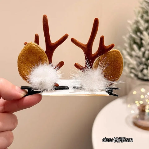Christmas Hair Accessories 1Pair Cute Cartoon Antler Hair Clips For Women Girls Lovely Hair Ornament Hairpins Barrettes Hairgrip