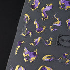 Nails Stickers Purple Blue Brown Ink Design Decals Gold Decorations Art Self-Adhesive Holographic Gel Slider Manicure Supplies