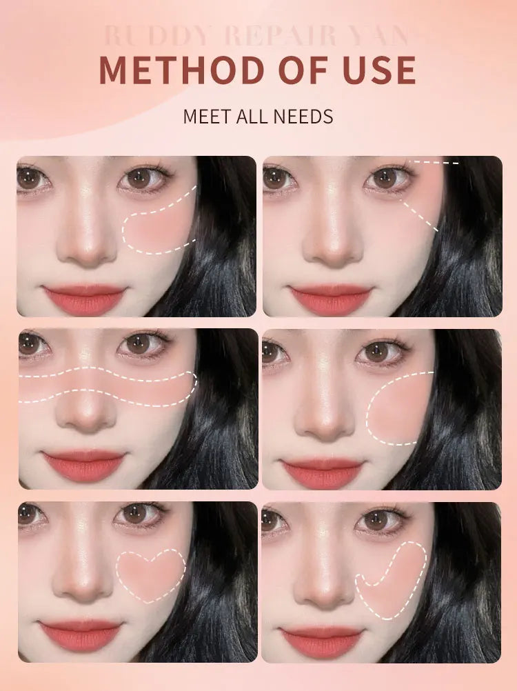 FOMIX Loose Powder Air Cushion Blush Long Last High Pigment Soft Misty Matte Face Blusher Natural Colors For Cheek