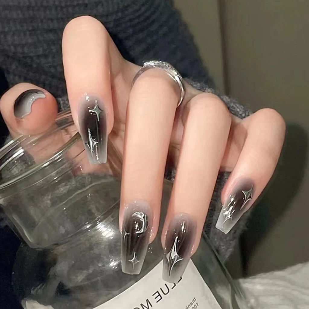 24pcs Cloud Pattern False Nails Korean Sweet Style Lady Women Manicure Supplies Press on Nail Fashion Girl Fake Nail Patches