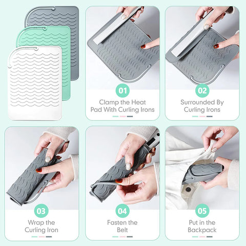 Silicone Non-slip Mat for Hairdressing Tools, Portable Curling Iron Straightener Perm Iron Heat Protecting Mat for Travel, Salon