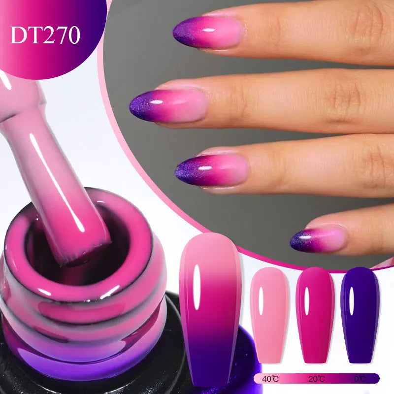 MEET ACROSS 7ml Thermal Gel Nail Polish Ultra-thin 3 Layers Temperature Changing Soak Off Nail Art Gel Varnish For Manicure